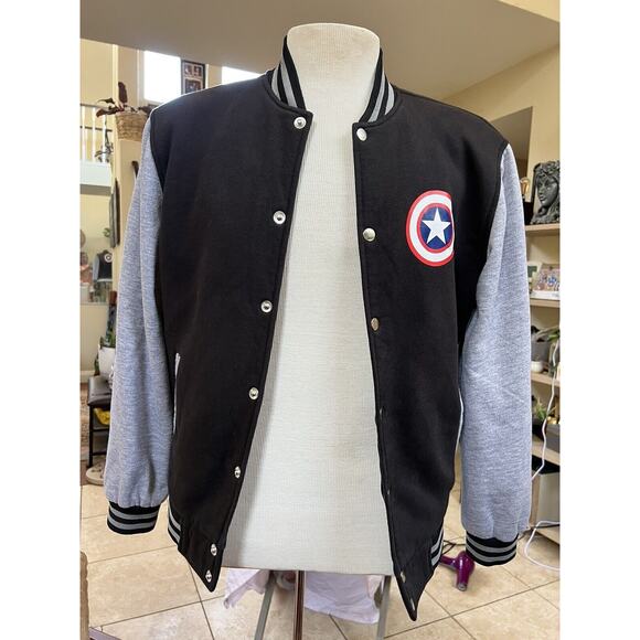 Men's Varsity Bomber Jacket Baseball Captain America Blue Size S Jacket - Picture 3 of 8